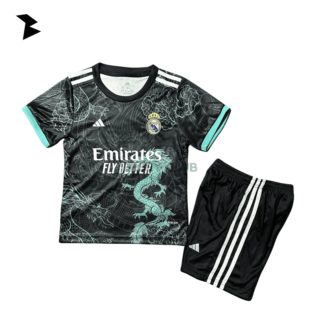 Real Madrid Edición Especial (Dragón Negro/Turquesa) 2025/26 - Versión Fan Niño
