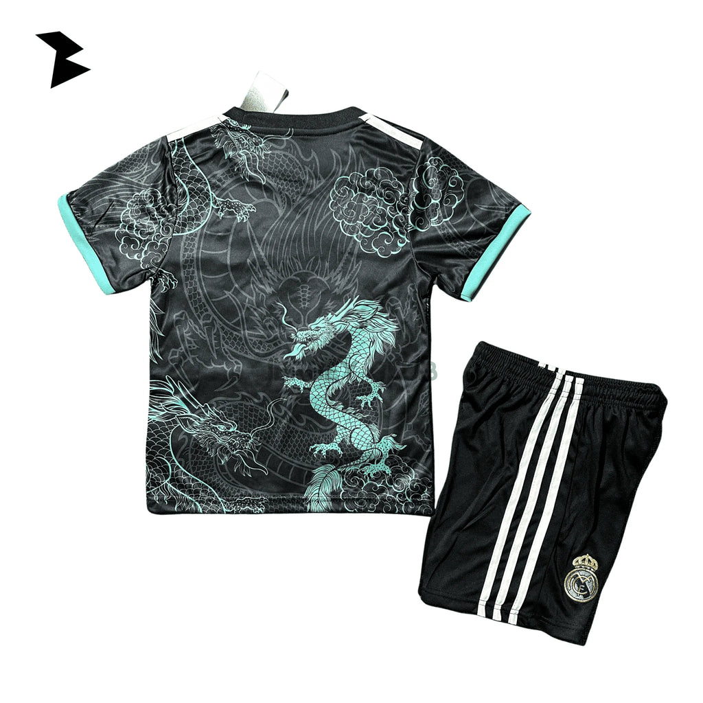 Real Madrid Edición Especial (Dragón Negro/Turquesa) 2025/26 - Versión Fan Niño